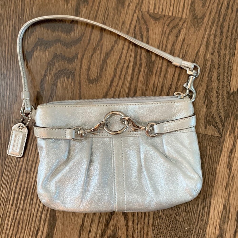 Silver Coach Wristlet